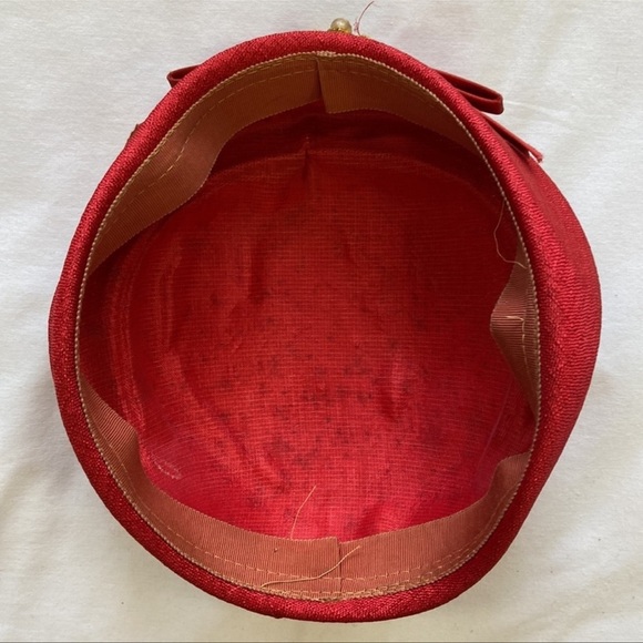 Vintage Hat Rhinestones Shimmer‎ Red Bow main image 10